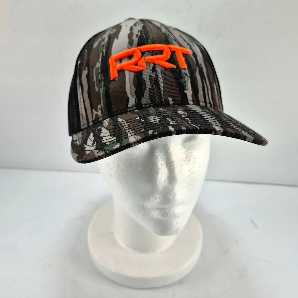 NWOT Richardson 112 Trucker Realtree Original Camo Black Mesh Orange Logo Hat